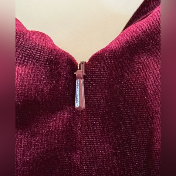 Revelry Dawson Velvet Dress in Burgundy Side Gathering and Built in Bra size 6 - Picture 8 of 8